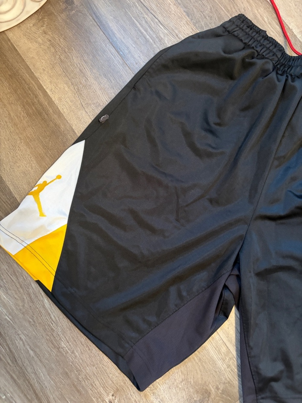 Jordan Black Athletic Shorts with Yellow & White Panels Size XXL - Picture 3 of 5